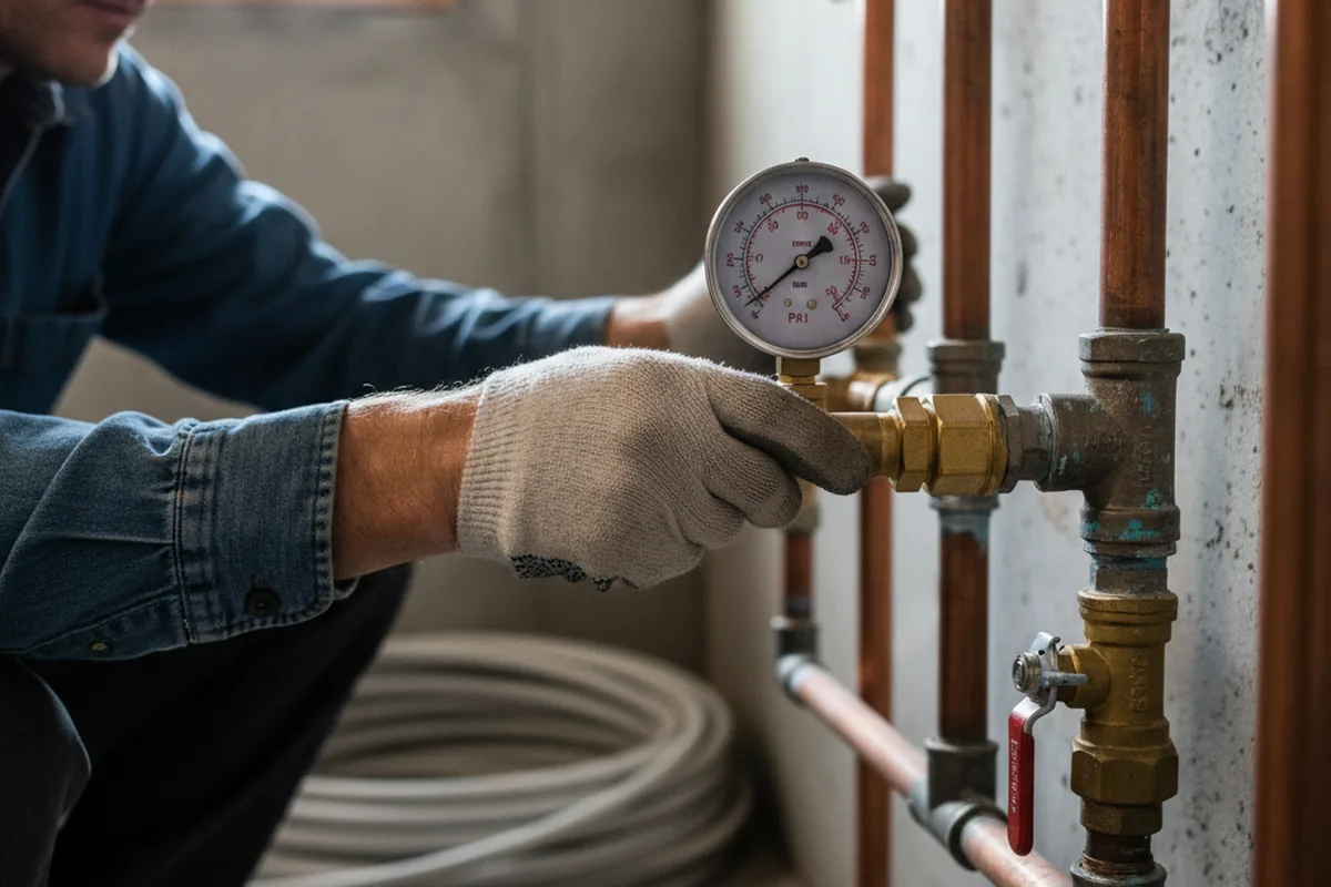 Pressure testing a repaired line during Water Line Repair in Kaneville